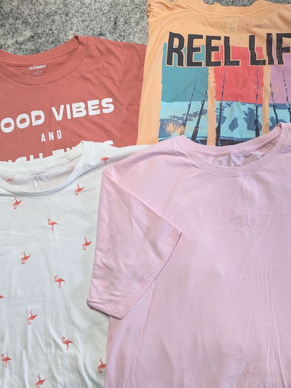 Mens lot of 4 Tee Shirts Reel Life Tropical Colorful Vacation Beach Travel XL